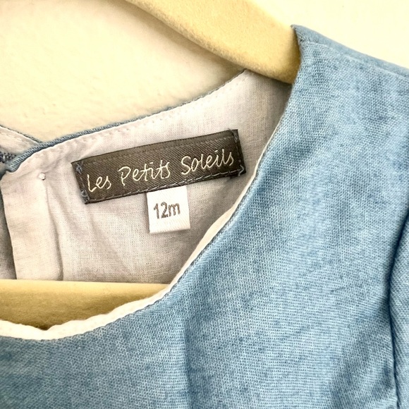 La Petit Soleils Bubble Sleeve Denim Smocked Dress - Picture 4 of 4
